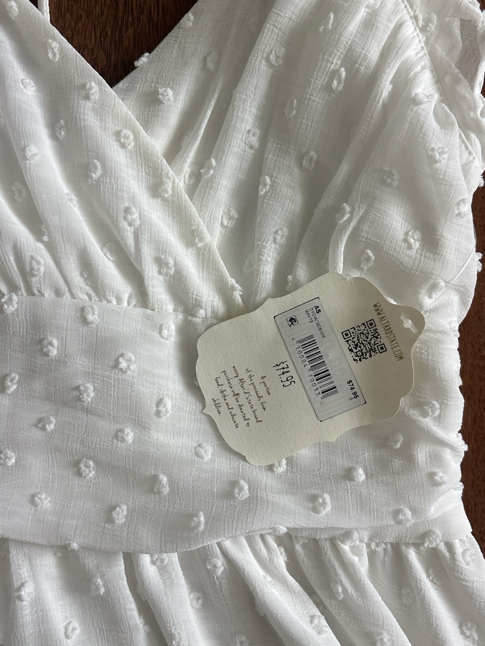 White Textured Swiss Dot Wrap Dress  Unknown Brand